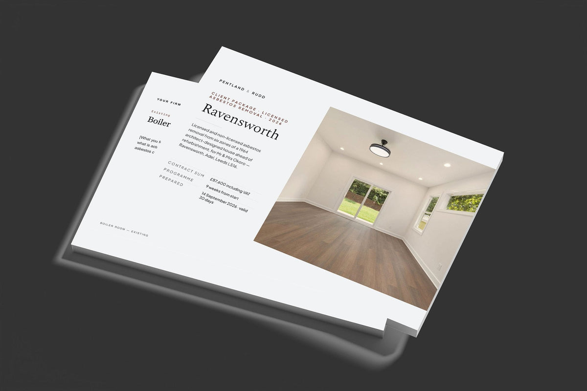 Asbestos Removal Client Package, Slate colourway, stacked books mockup