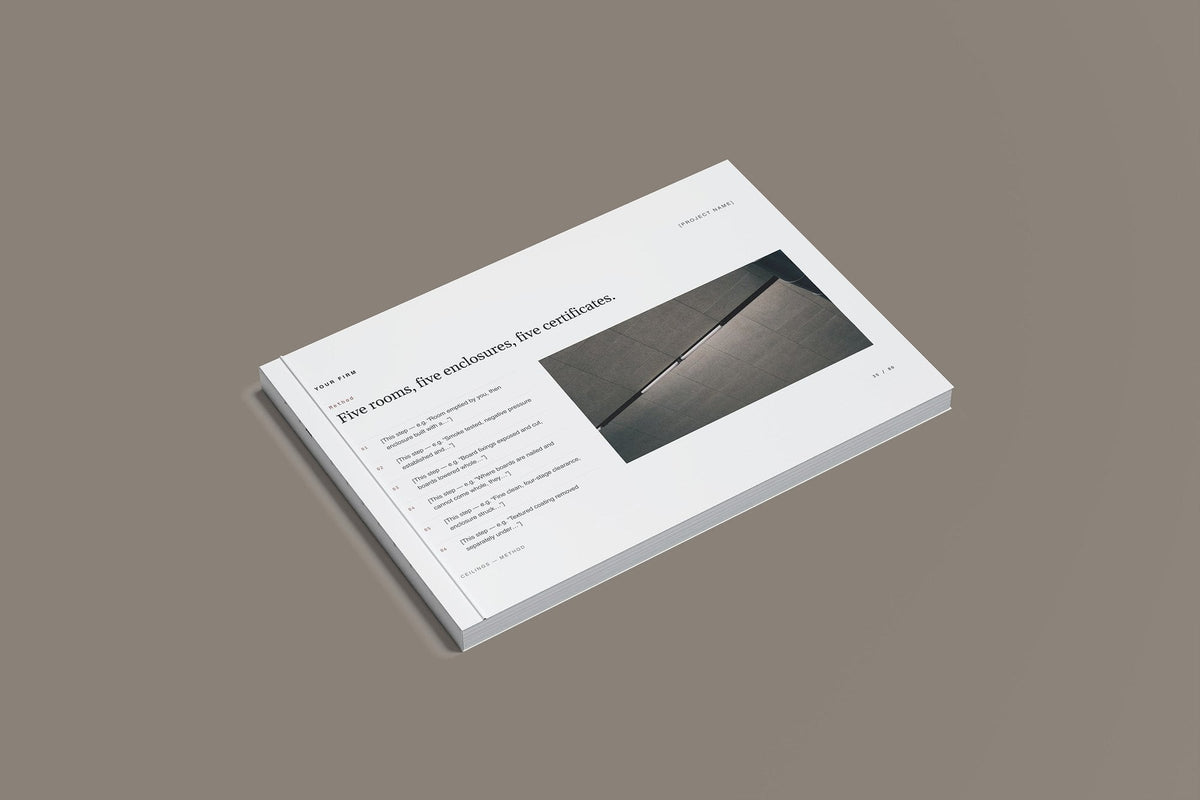 Asbestos Removal Client Package, Slate colourway, closed magazine mockup