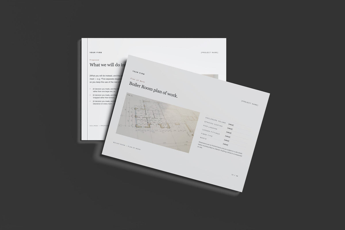 Asbestos Removal Client Package, Slate colourway, front and back cover mockup
