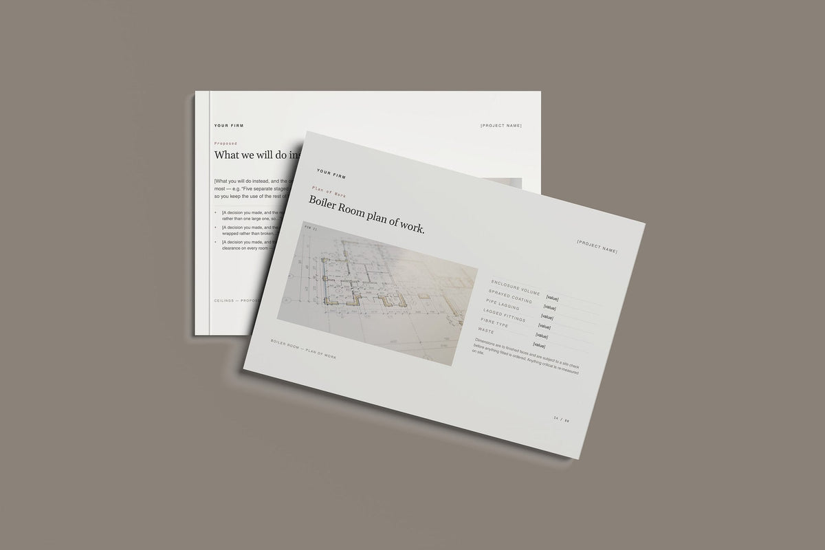 Asbestos Removal Client Package, Standard colourway, front and back cover mockup
