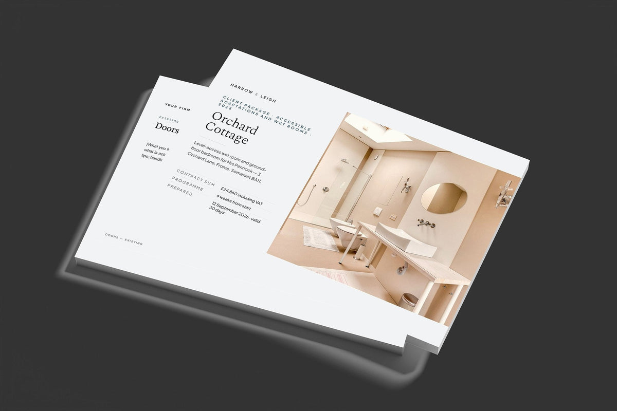 Accessible Adaptations Client Package, Slate colourway, stacked books mockup