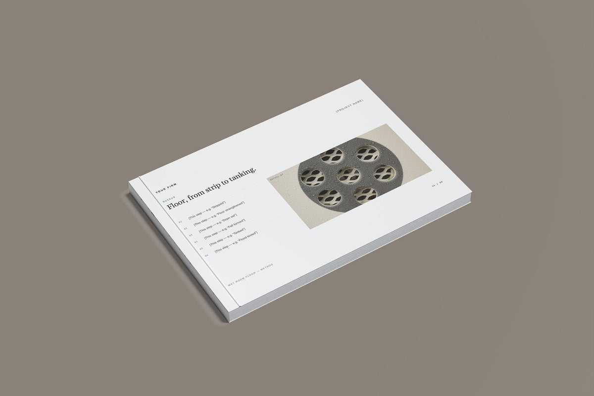 Accessible Adaptations Client Package, Slate colourway, closed magazine mockup