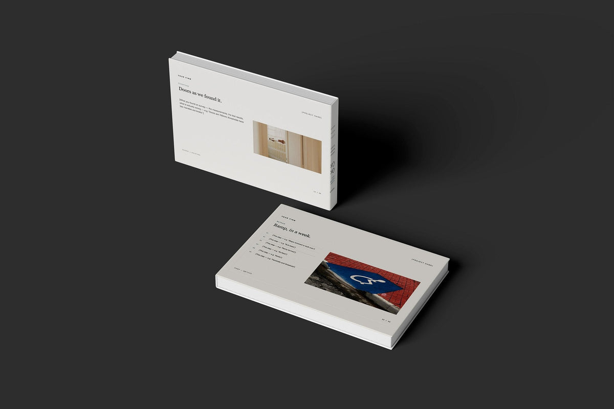 Accessible Adaptations Client Package, Standard colourway, floating books mockup