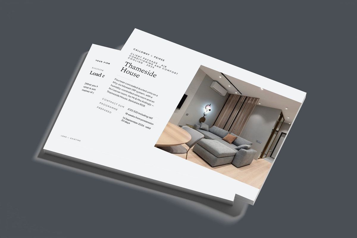 Air Conditioning Client Package, Slate colourway, stacked books mockup