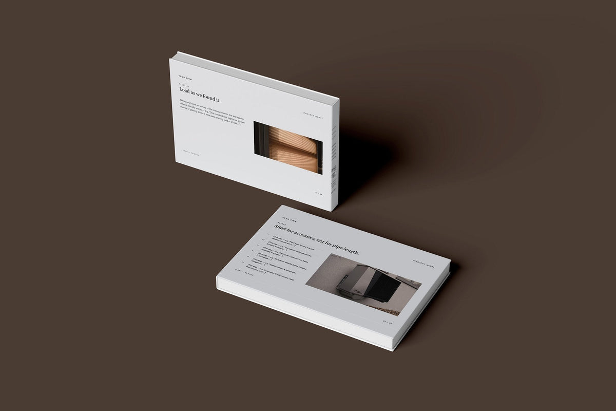 Air Conditioning Client Package, Slate colourway, floating books mockup