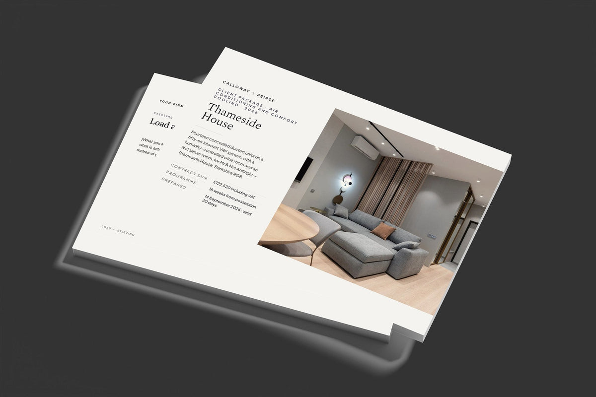 Air Conditioning Client Package, Standard colourway, stacked books mockup