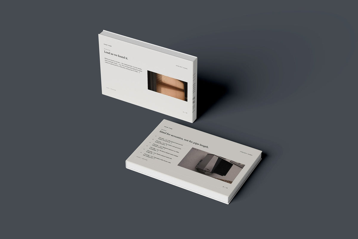 Air Conditioning Client Package, Standard colourway, floating books mockup