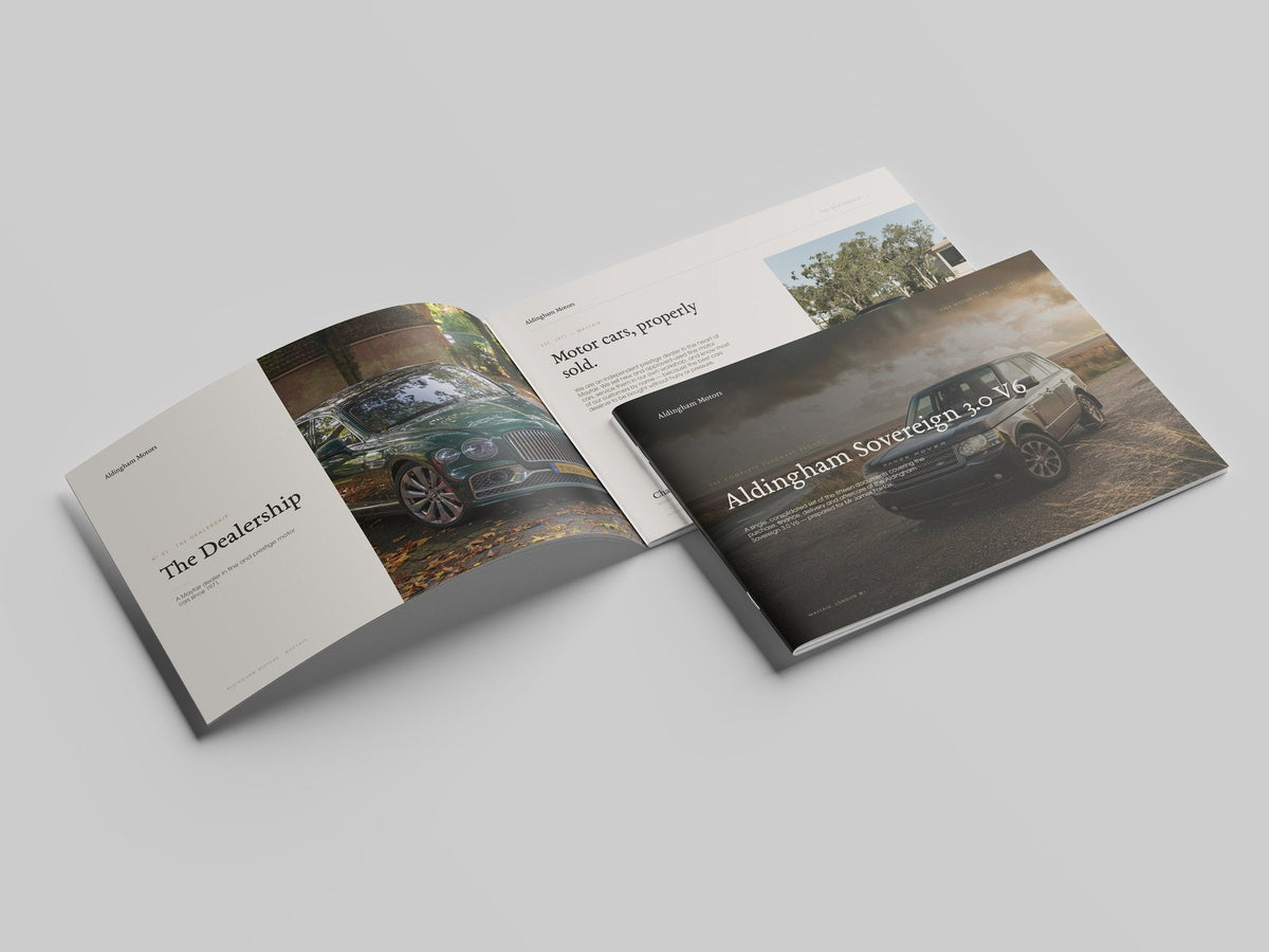 Prestige Car Dealer Customer Pack in PowerPoint, printed and open at the first pages