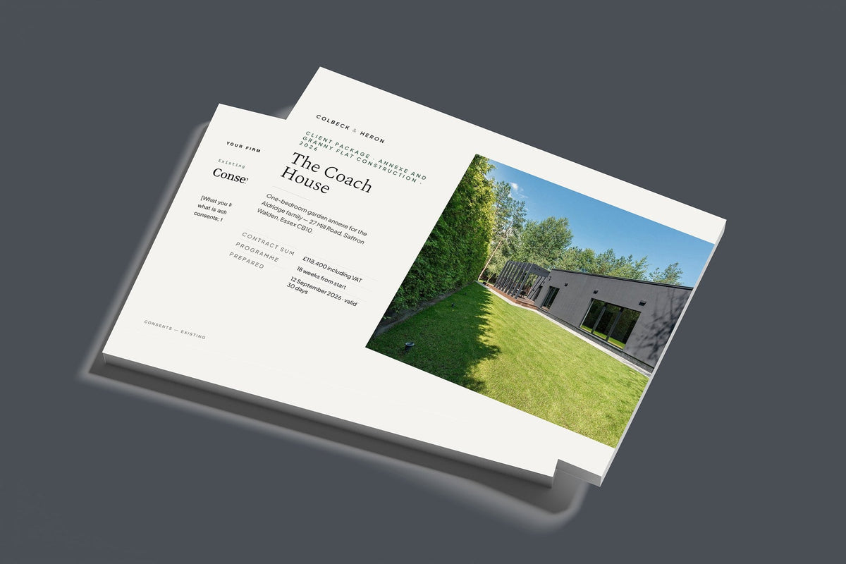 Annexe and Granny Flat Client Package, Standard colourway, stacked books mockup