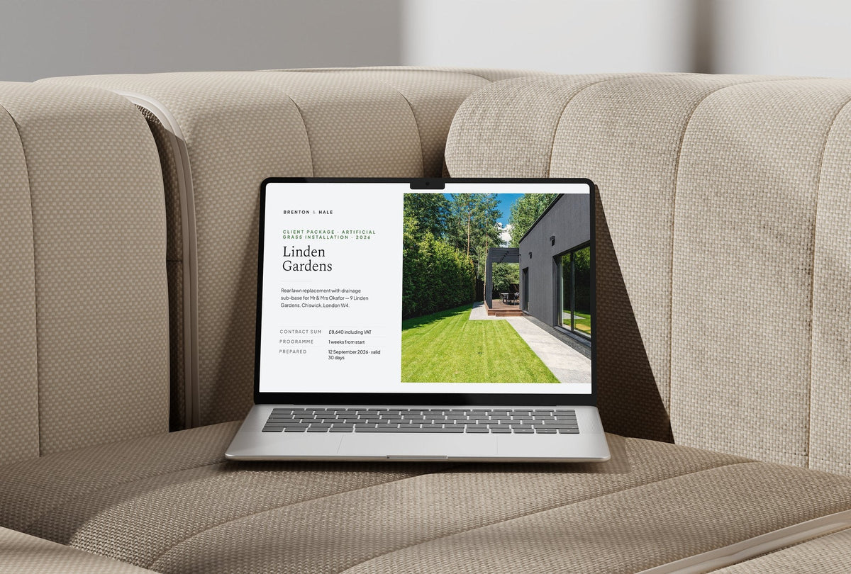 Artificial Grass Client Package, Slate colourway, laptop screen mockup