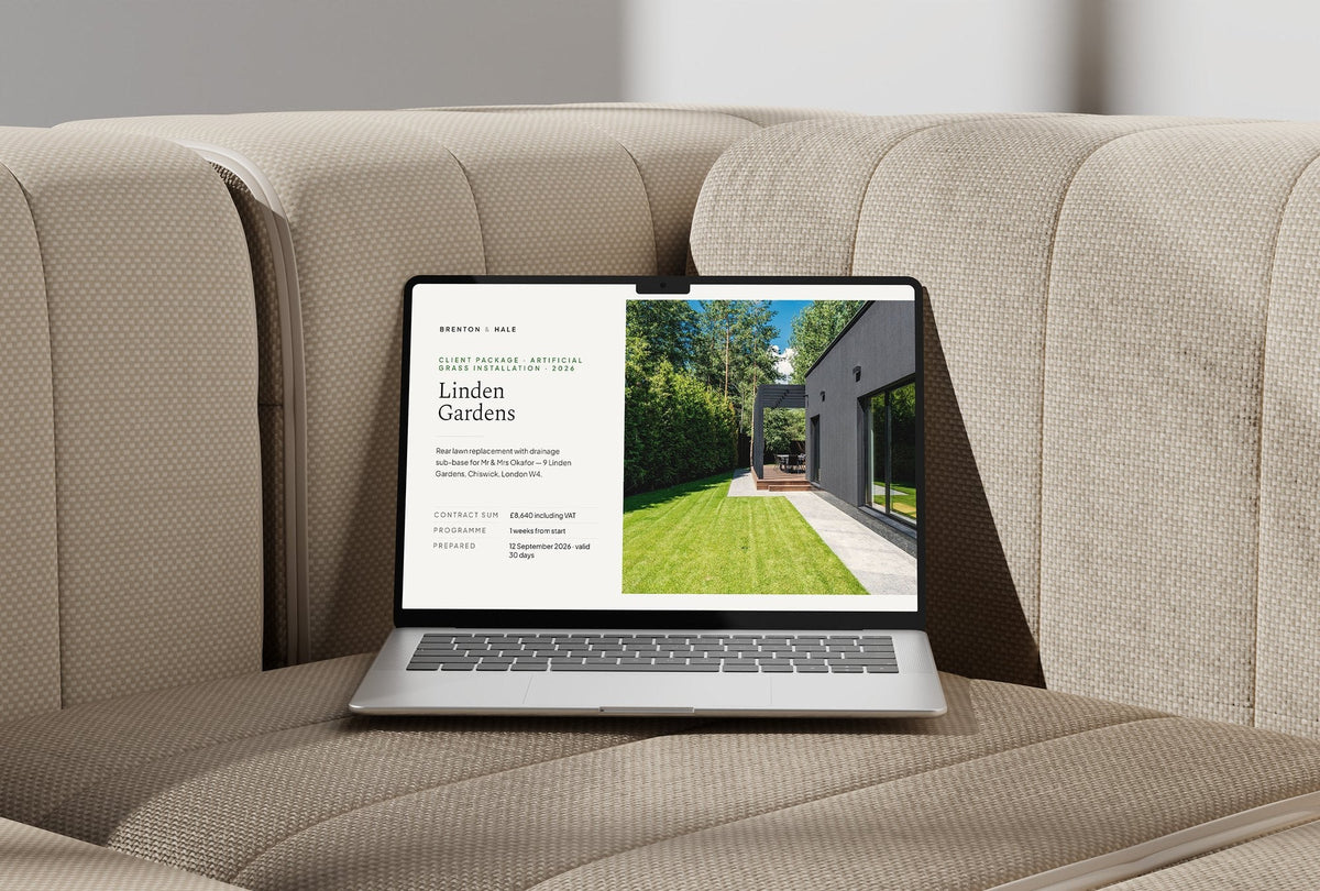 Artificial Grass Client Package, Standard colourway, laptop screen mockup