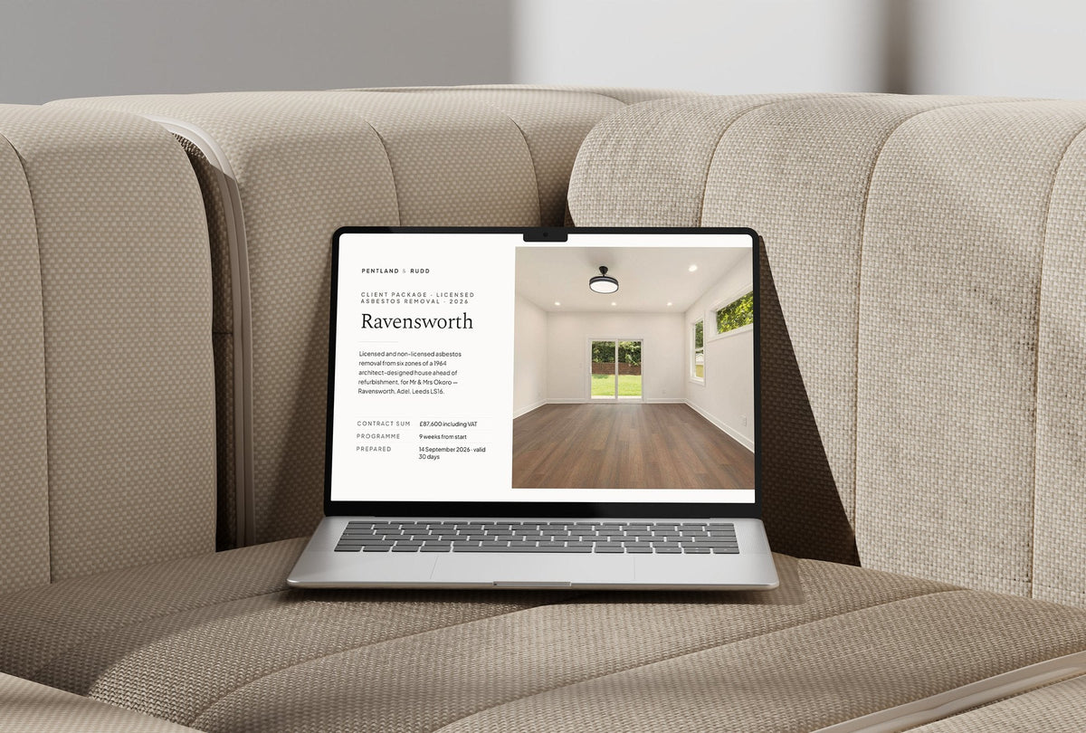 Asbestos Removal Client Package, Ivory colourway, laptop screen mockup