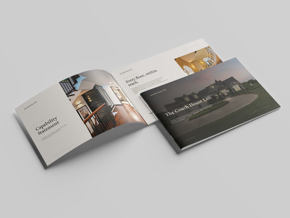 Home Lift Installer Project Pack in PowerPoint, printed and open at the first pages