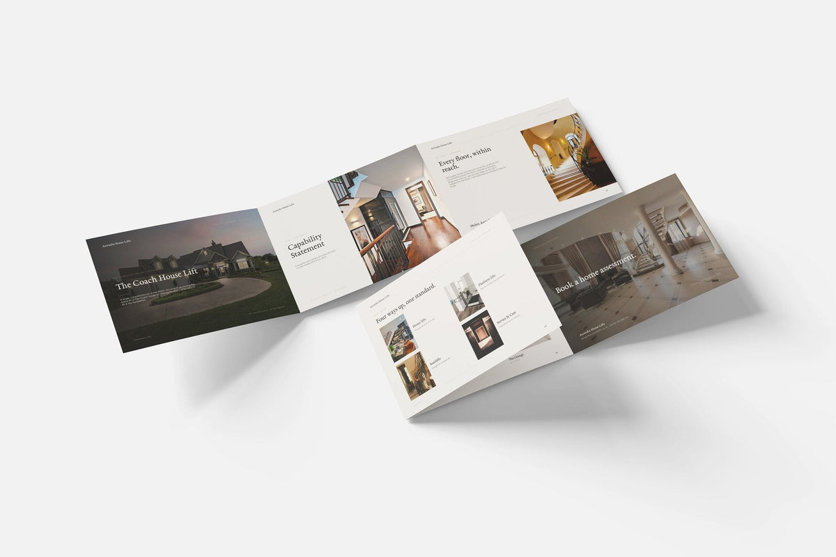Home Lift Installer Project Pack in PowerPoint, fold out pages laid together