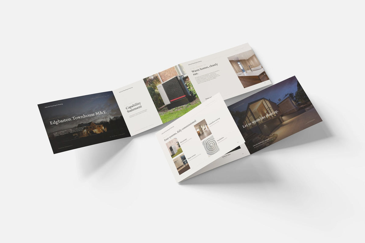 Plumbing & Heating Engineer Project Pack in PowerPoint, fold out pages laid together
