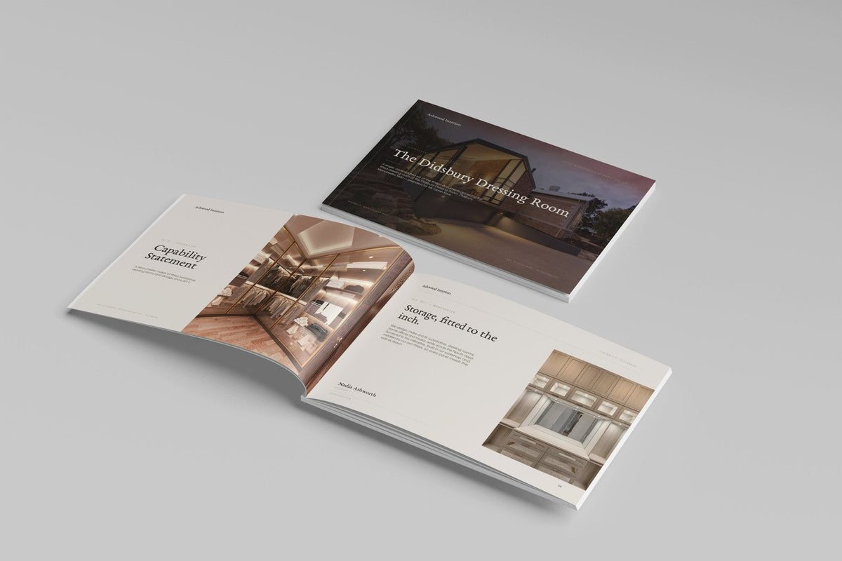Fitted Wardrobe Installer Project Pack in PowerPoint, printed cover shown at an angle