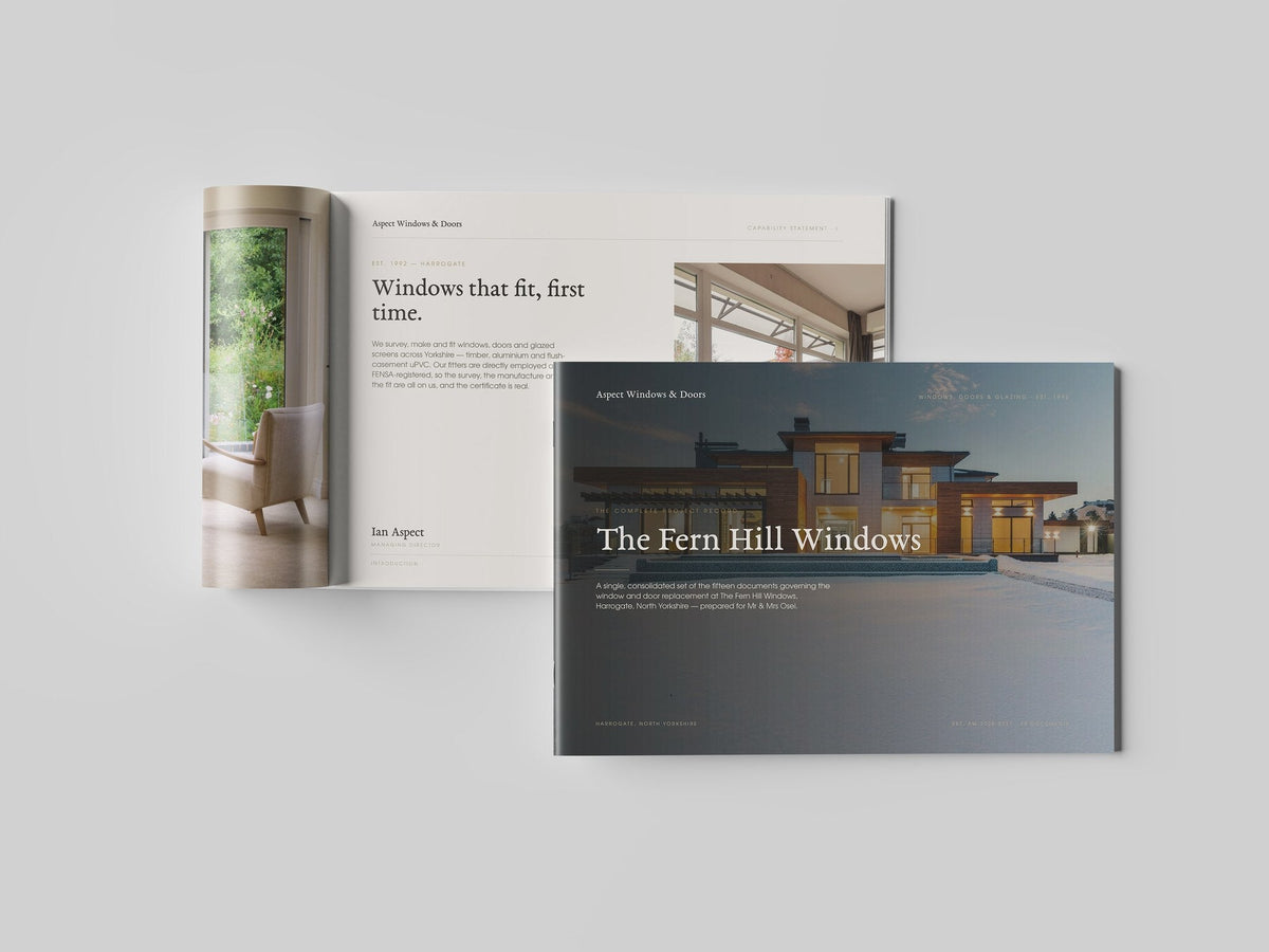 Window & Door Installer Project Pack in PowerPoint, printed and open at an inside page