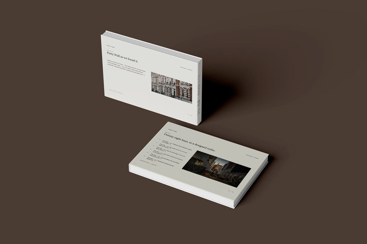 Basement Client Package, Oat colourway, floating books mockup