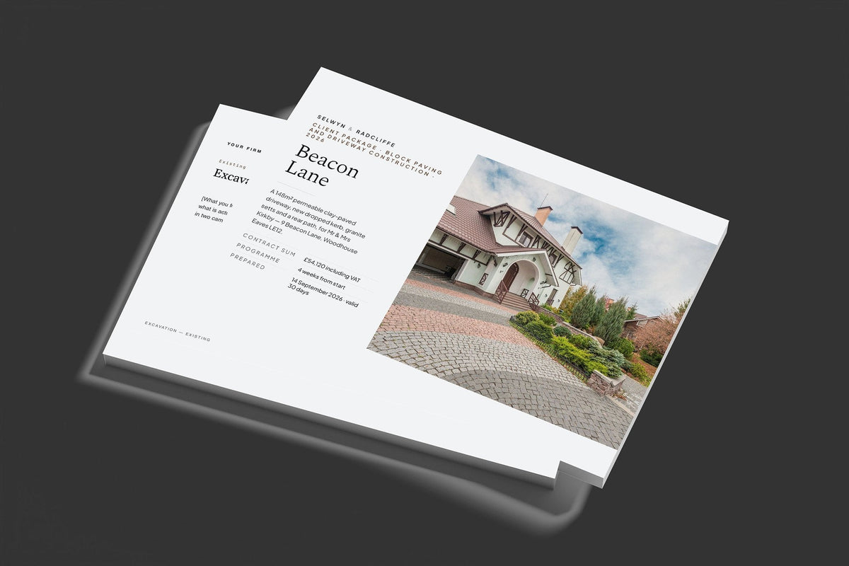 Block Paving Client Package, Slate colourway, stacked books mockup