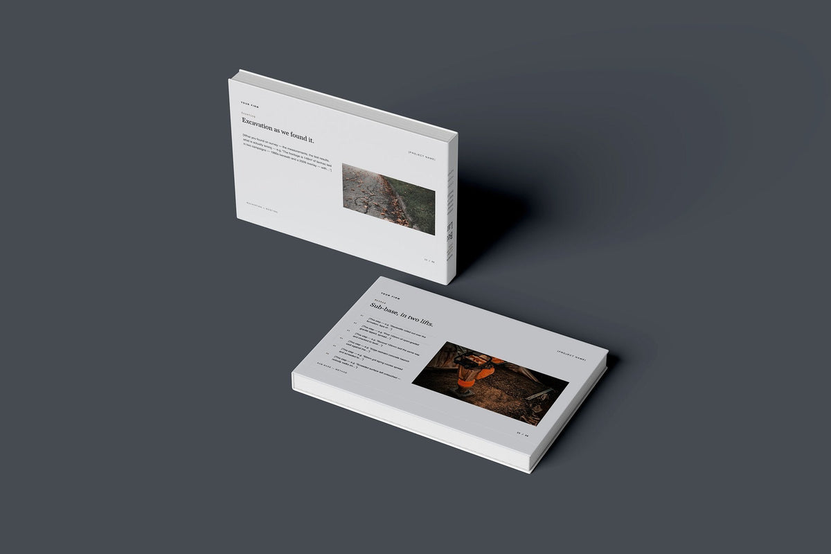 Block Paving Client Package, Slate colourway, floating books mockup