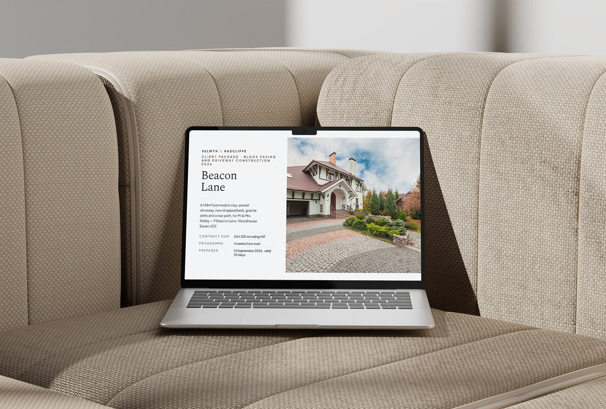 Block Paving Client Package, Slate colourway, laptop screen mockup