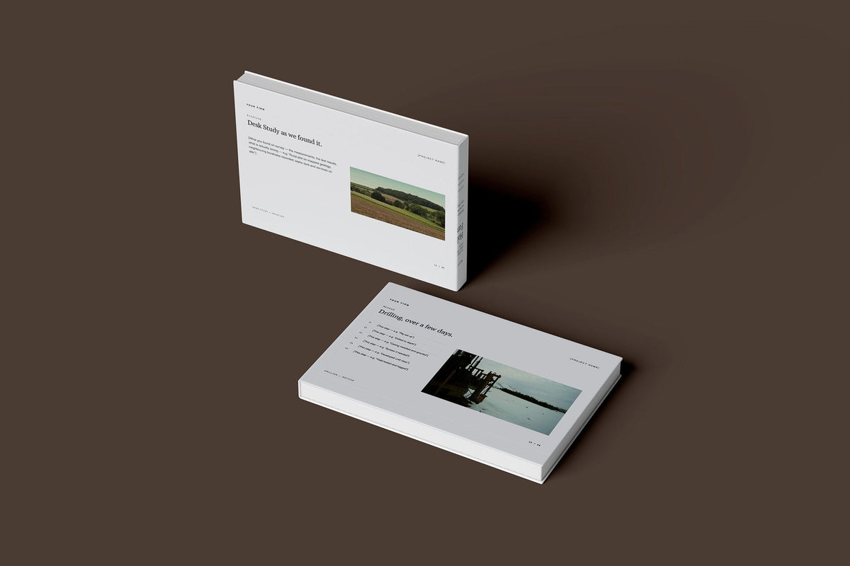 Borehole and Private Water Supply Client Package, Slate colourway, floating books mockup