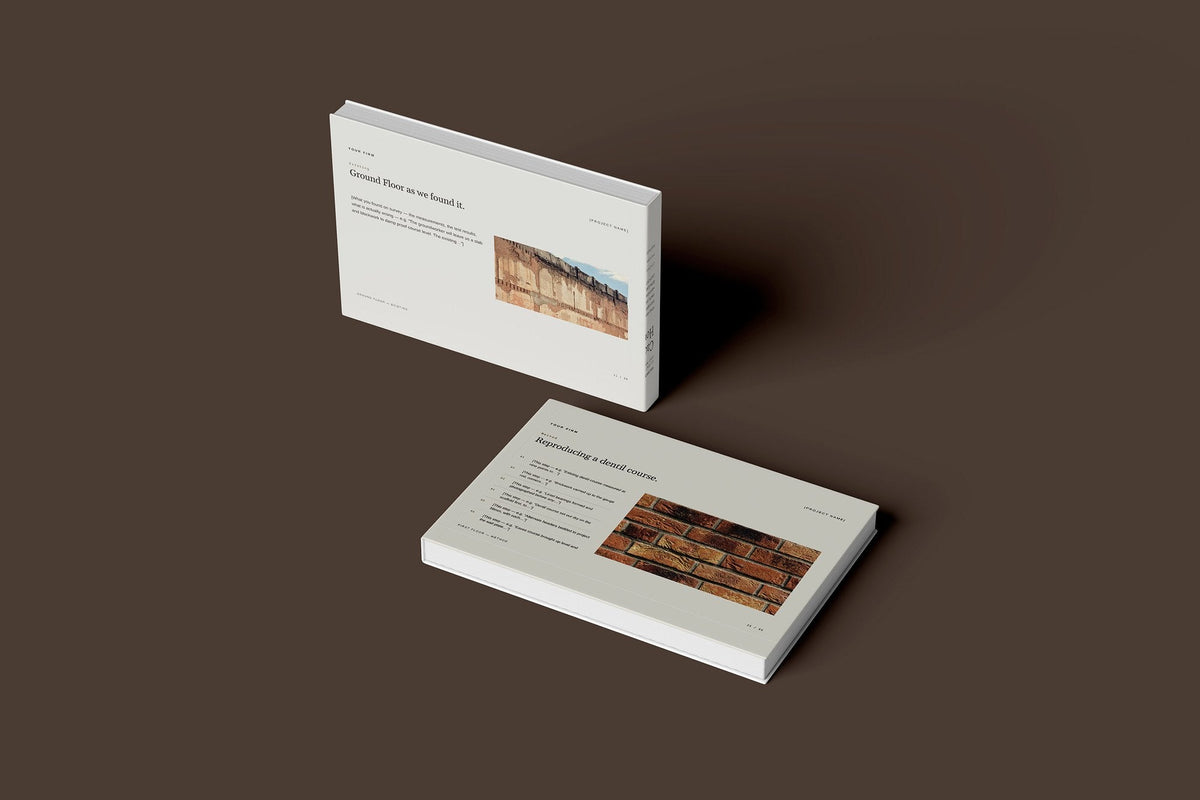 Bricklaying Client Package, Oat colourway, floating books mockup