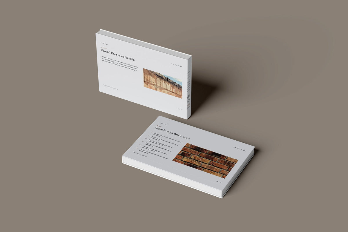 Bricklaying Client Package, Slate colourway, floating books mockup