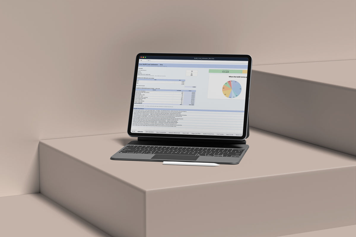 Build Cost Estimator Excel template on an iPad with keyboard