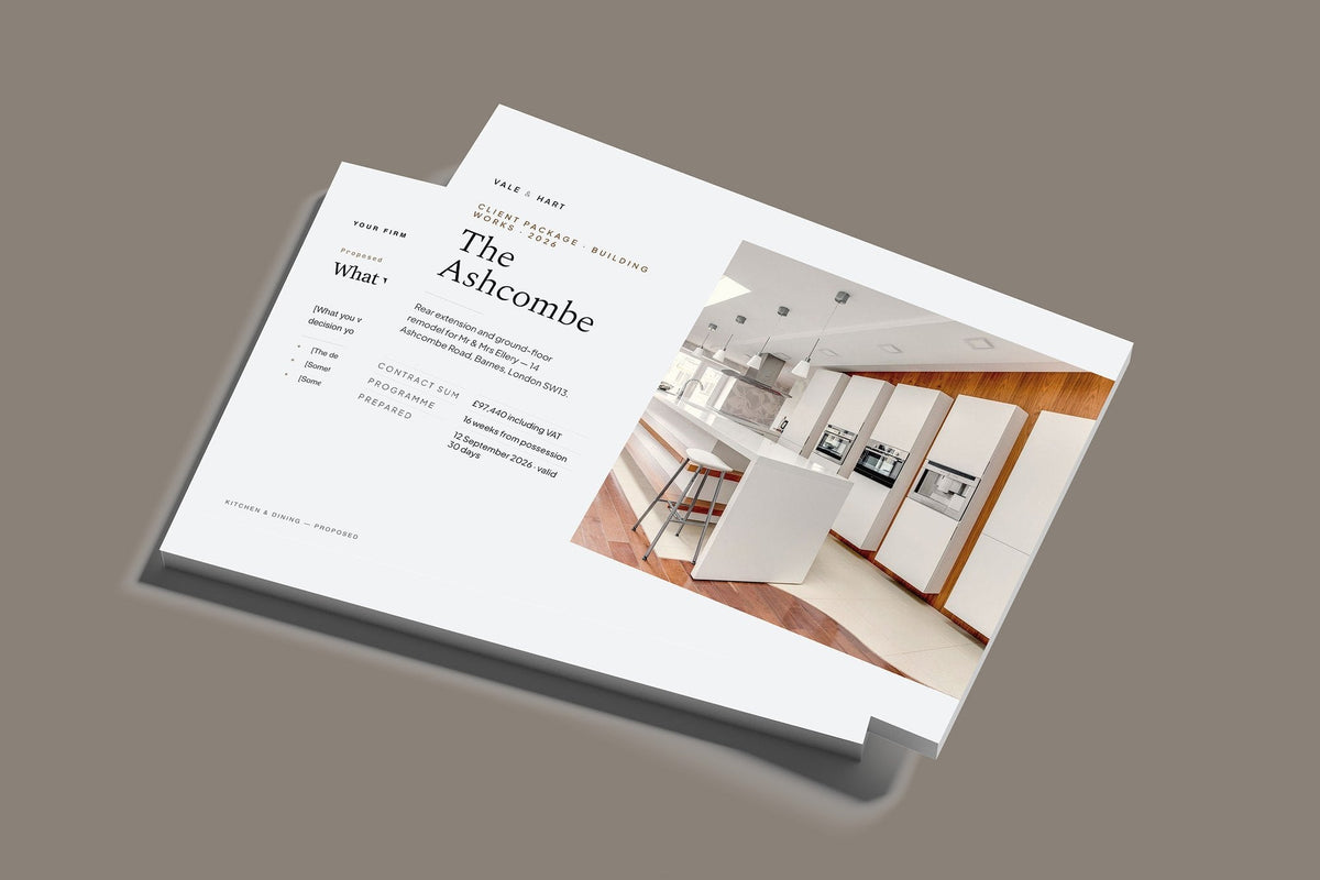 Builder Client Package, Slate colourway, stacked books mockup