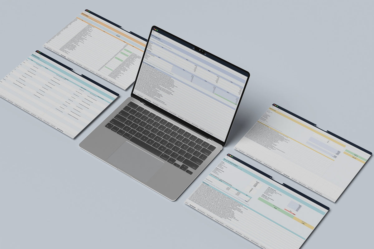 Buy to Let Analyser Excel template, Deal Comparison tab on a laptop screen