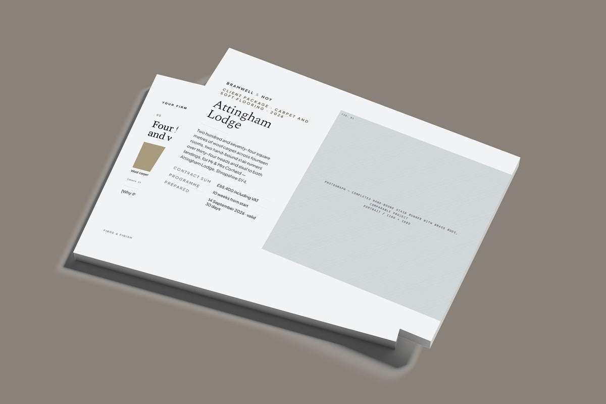 Carpet Client Package, Slate colourway, stacked books mockup