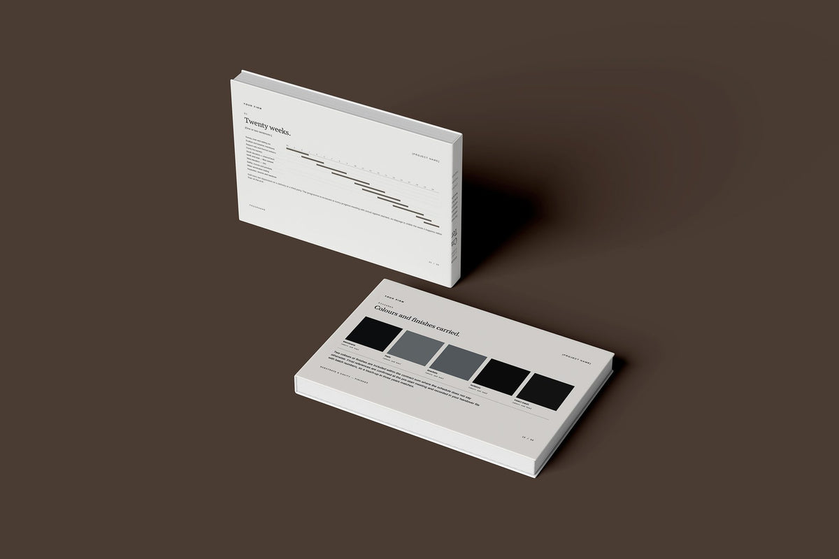 Cladding Client Package, Ivory colourway, floating books mockup