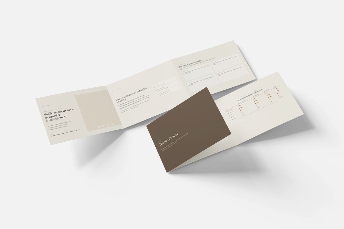 Beige Commercial Plumbing Proposal Template in PowerPoint, six pages laid out together