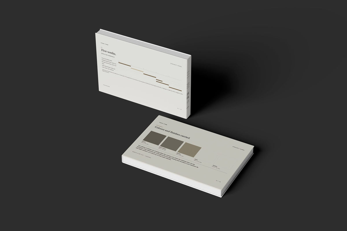 Concrete and Formwork Client Package, Oat colourway, floating books mockup
