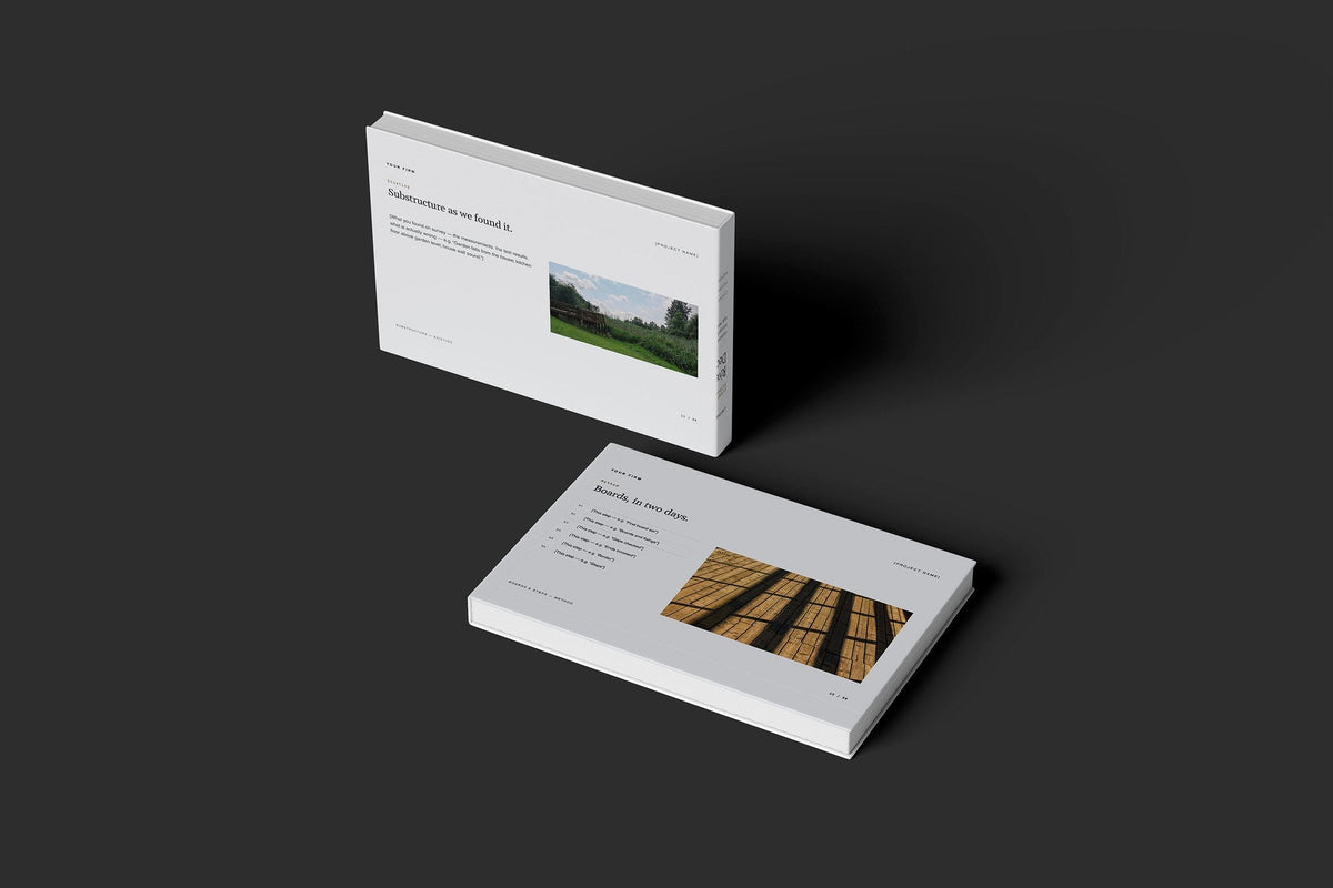 Decking and Outdoor Timber Client Package, Slate colourway, floating books mockup