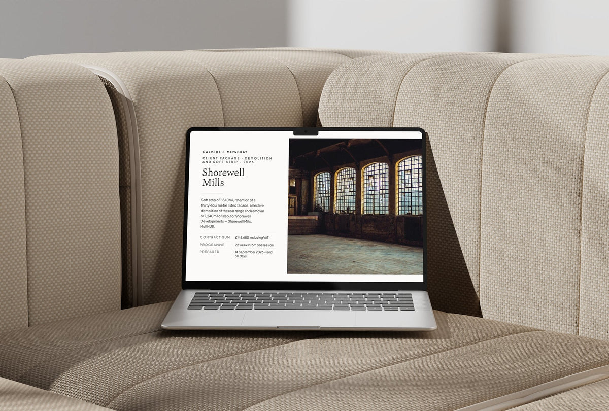 Demolition Client Package, Ivory colourway, laptop screen mockup