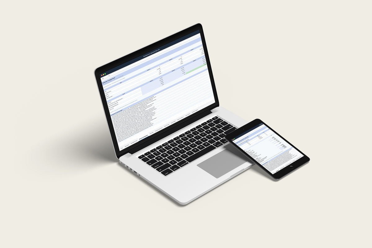 Development Appraisal Excel template on a MacBook and iPad, second view