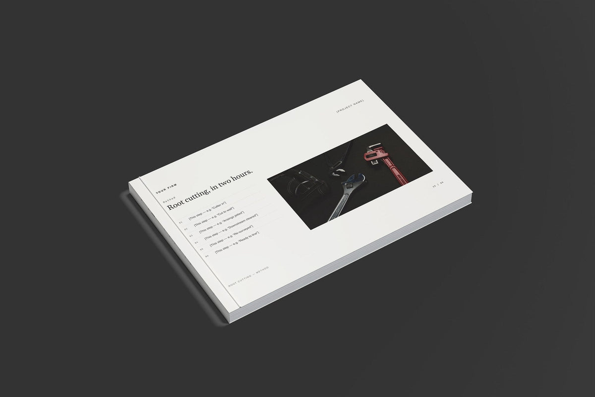 Drain Unblocking and CCTV Survey Client Package, Standard colourway, closed magazine mockup
