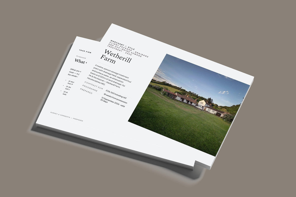 Drainage Client Package, Slate colourway, stacked books mockup