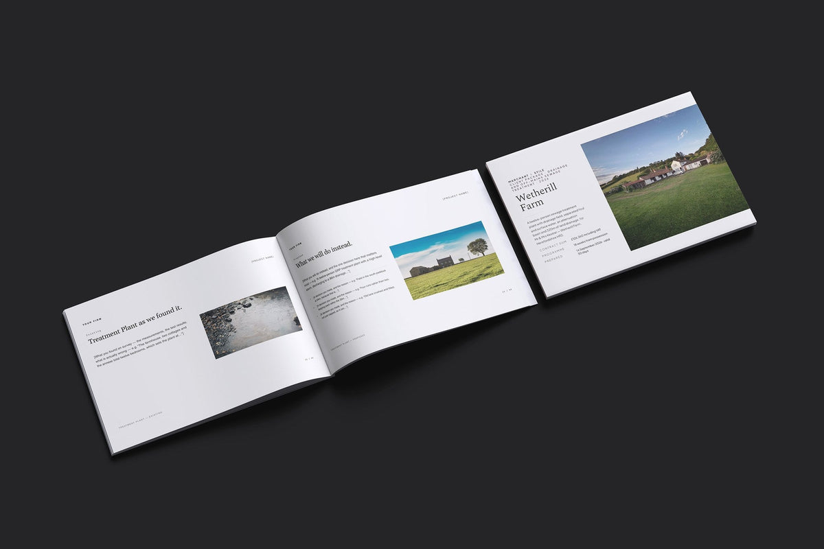 Drainage Client Package, Standard colourway, cover and inside spread mockup