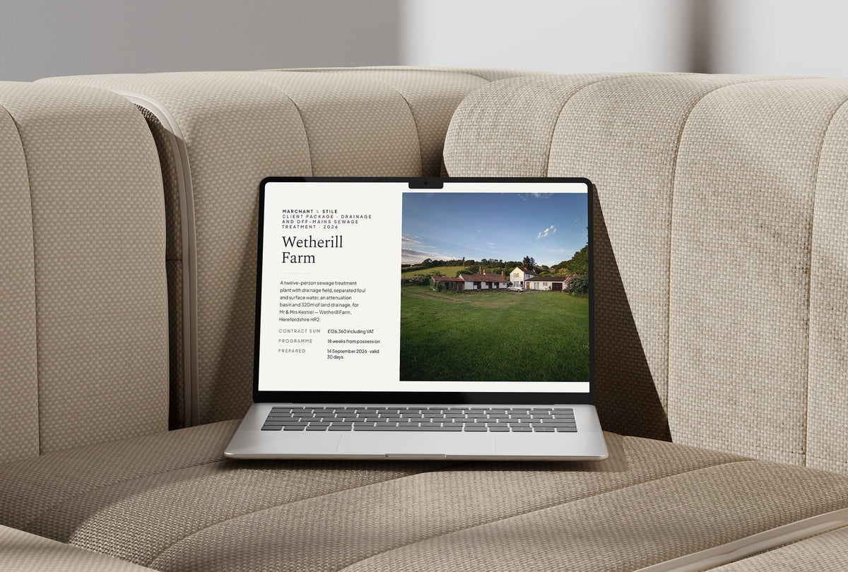 Drainage Client Package, Standard colourway, laptop screen mockup