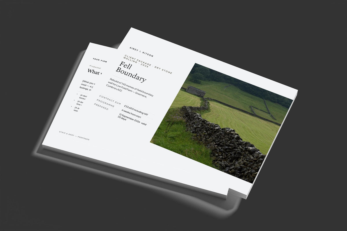 Dry Stone Walling Client Package, Slate colourway, stacked books mockup