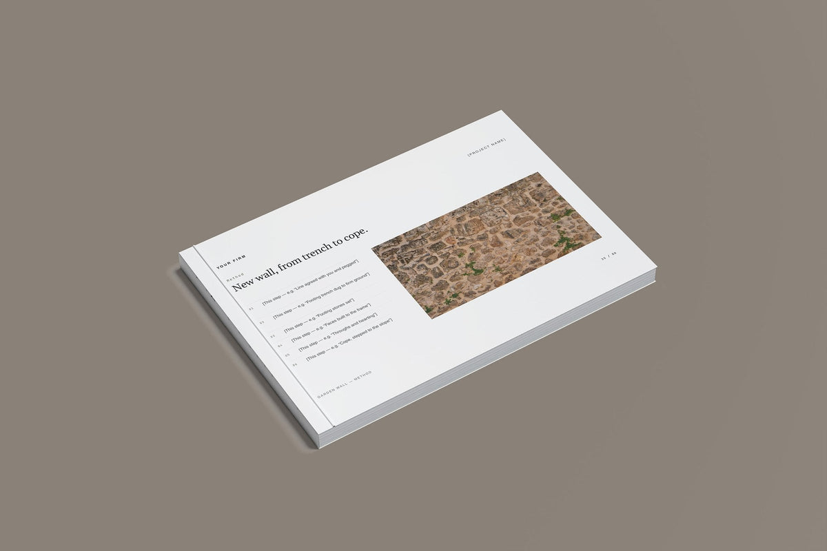 Dry Stone Walling Client Package, Slate colourway, closed magazine mockup