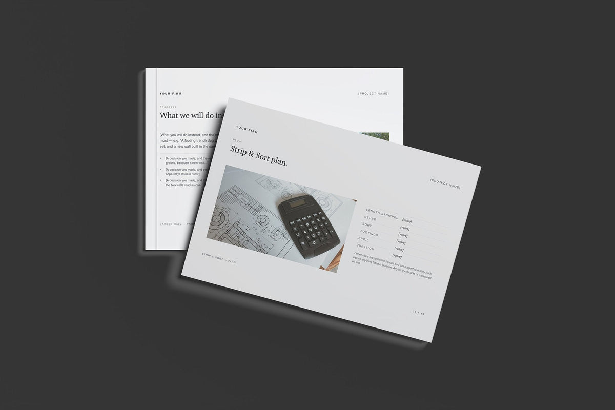 Dry Stone Walling Client Package, Slate colourway, front and back cover mockup