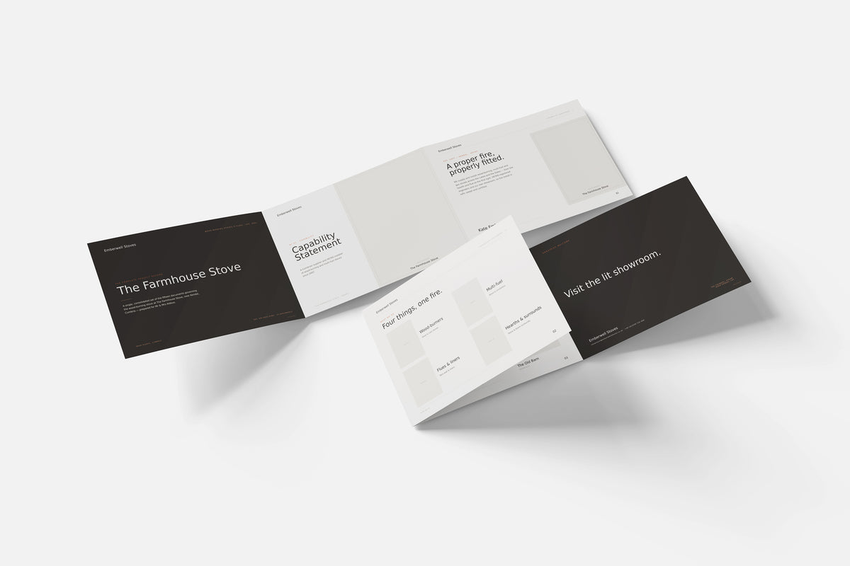 Stove & Flue Installer Project Pack in PowerPoint, fold out pages laid together