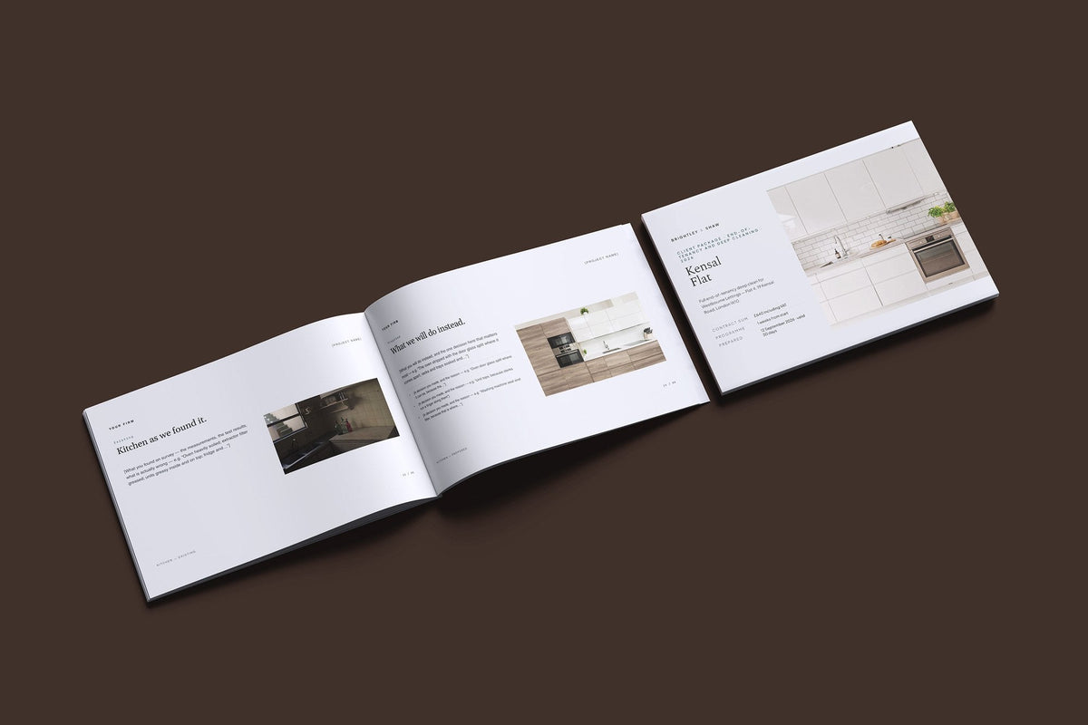 End of Tenancy and Deep Cleaning Client Package, Slate colourway, cover and inside spread mockup