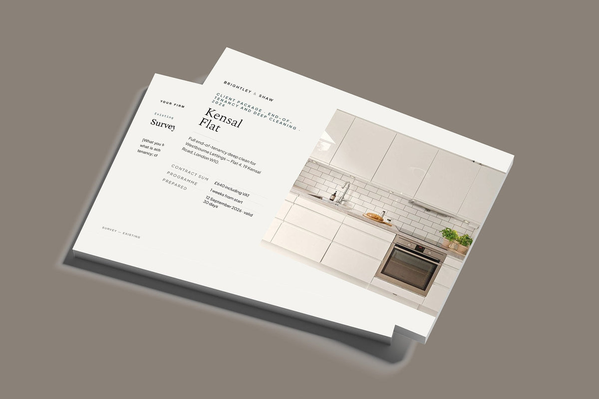 End of Tenancy and Deep Cleaning Client Package, Standard colourway, stacked books mockup