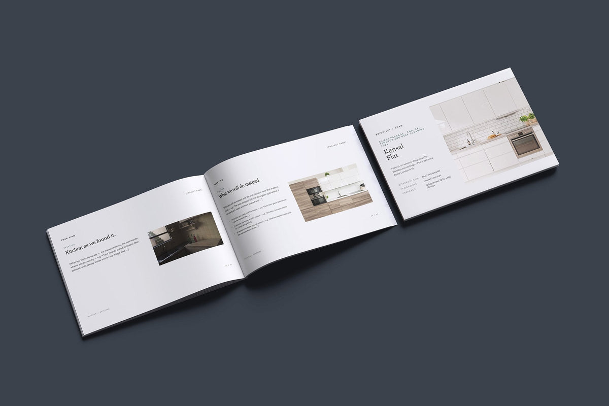 End of Tenancy and Deep Cleaning Client Package, Standard colourway, cover and inside spread mockup
