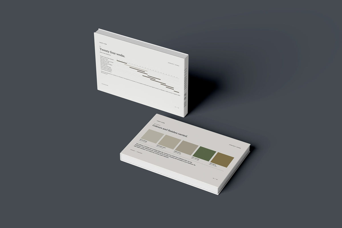 Estate Fencing Client Package, Ivory colourway, floating books mockup